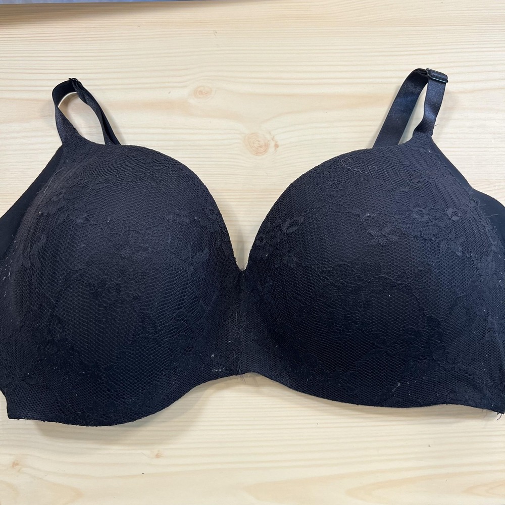 Ashley Stewart Bra Womens 42DD Black Lace T Shirt Underwire Padded Everyday
